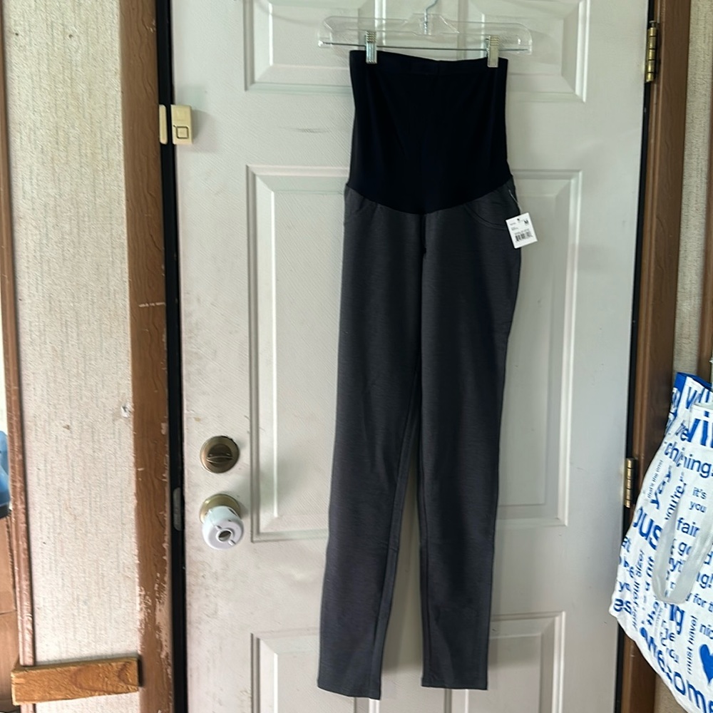 MOTHERHOOD FRENCH TERRY MATERNITY LEGGING: FULL PANEL: GRAY: NEW WITH TAGS: SZ M